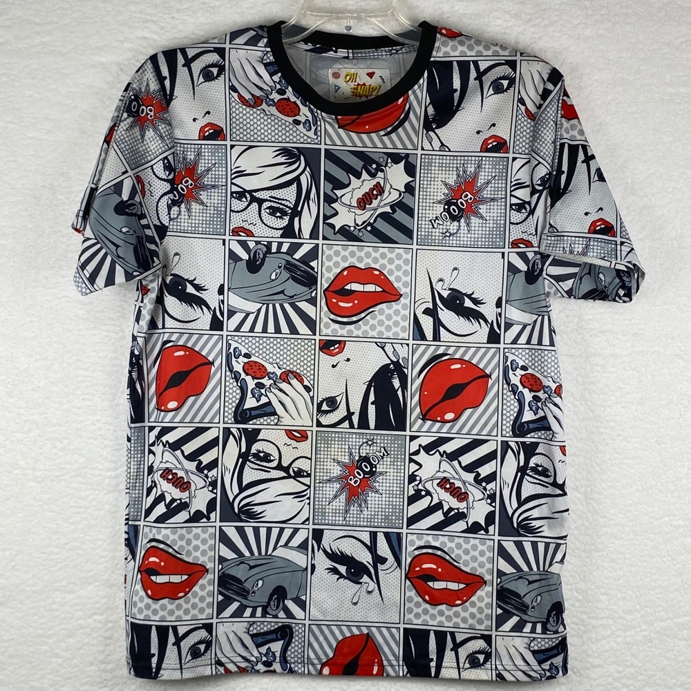 Oh Snap! Drill Clothing Co Mens Pop Art Comic Book Graphic T-Shirt Large L Black